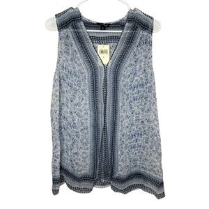 Lucky Brand Women's Blue Sheer Floral Sleeveless Blouse NWT Size Large